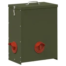 metalowy-karmnik-dla-kur-zielony-oliwkowy-pojemnosc-25-kg-odporny-na
