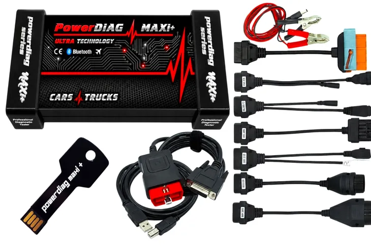 KOMPUTER DIAGNOSTYCZNY PowerDIAG MAXI+ ULTRA DOSTAWCZE + 8 KABLI OSOBOWE PL