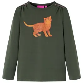 koszulka-dziecieca-z-dlugimi-rekawami-z-kotem-khaki-92