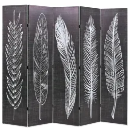 skladany-parawan-200-x-170-cm-motyw-pior-czarno-bialy