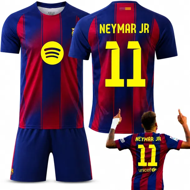 KOMPLET PIŁKARSKI KOSZULKA NEYMAR JR FC BARCELONA WSZYSTKIE ROZMIARY