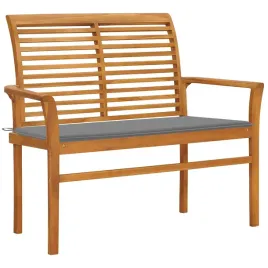 lawka-ogrodowa-z-szara-poduszka-112-cm-lite-drewno-tekowe
