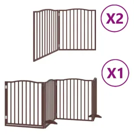 skladana-bramka-dla-psa-z-drzwiami-8-paneli-brazowa-640-cm