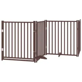 skladana-bramka-dla-psa-z-drzwiami-4-panele-brazowa-320-cm
