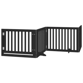 skladana-bramka-dla-psa-z-drzwiami-4-panele-czarna-320-cm