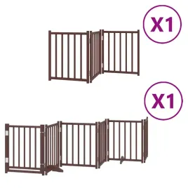 skladana-bramka-dla-psa-z-drzwiami-9-paneli-brazowa-450-cm