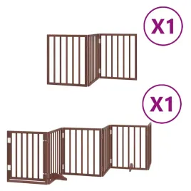 skladana-bramka-dla-psa-z-drzwiami-9-paneli-brazowa-450-cm