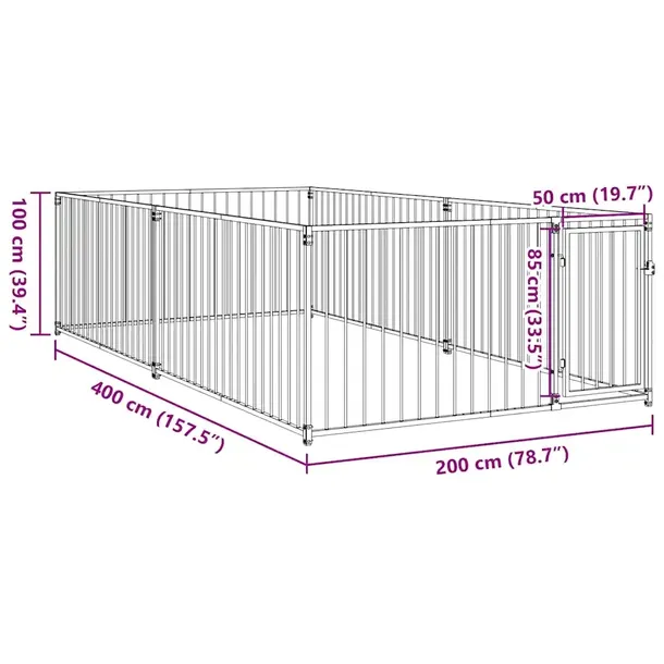 kojec-dla-psa-200-x-400-x-100-cm-odstep-miedzy-pretami-10-cm