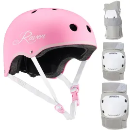 zestaw-raven-kask-essto-pink-xs-ochraniacze-dexard-grey-xs