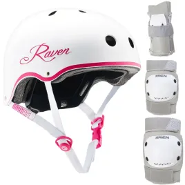 zestaw-raven-kask-essto-white-pink-xs-ochraniacze-dexard-grey-xs