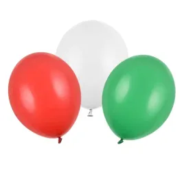 balony-pastelowe-zielone-czerwone-biale-30cm-30-sztuk-zb12