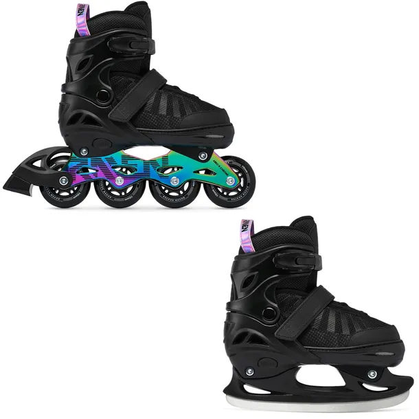 Rolki Łyżwy hokejowe 2w1 Regulowane RAVEN Oxen Black/Neo Chrome 38-42