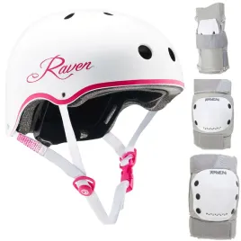 zestaw-raven-kask-essto-white-pink-m-ochraniacze-dexard-grey-m