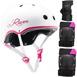 zestaw-raven-kask-essto-white-pink-s-ochraniacze-dexard-black-pink-s