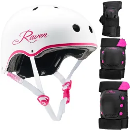 zestaw-raven-kask-essto-white-pink-m-ochraniacze-dexard-black-pink-m