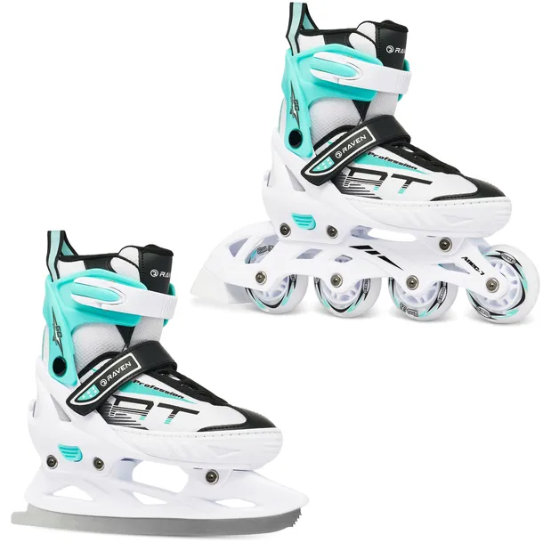 Rolki Łyżwy figurowe 2w1 Regulowane RAVEN Profession White/Mint 38-42