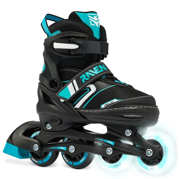 Rolki Regulowane RAVEN Helixi Black/Mint 34-37 Kółka LED