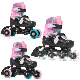 rolki-wrotki-regulowane-3w1-raven-loret-glitter-black-mint-pink-34-37-led