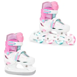rolki-lyzwy-hokejowe-2w1-raven-loret-glitter-white-mint-pink-34-37-led