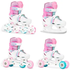 rolki-wrotki-lyzwy-figurowe-4w1-raven-loret-glitter-white-mint-pink-34-37