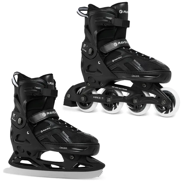 Rolki Łyżwy figurowe 2w1 Regulowane RAVEN Pulse Black 43-46