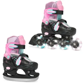 rolki-lyzwy-hokejowe-2w1-raven-loret-glitter-black-mint-pink-34-37-led