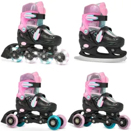 rolki-wrotki-lyzwy-figurowe-4w1-raven-loret-glitter-black-mint-pink-34-37