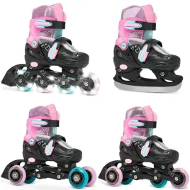 rolki-wrotki-lyzwy-hokejowe-4w1-raven-loret-glitter-black-mint-pink-27-30