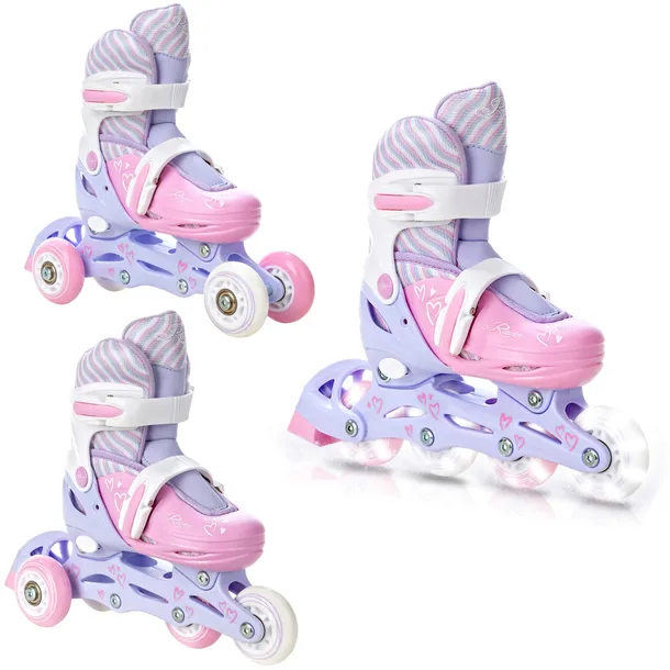 Rolki Wrotki Regulowane 3w1 RAVEN Loret Lila/Pink 27-30 Kółka LED