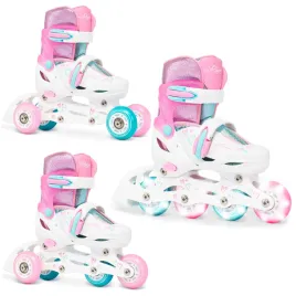 rolki-wrotki-regulowane-3w1-raven-loret-glitter-white-mint-pink-30-33-led