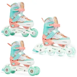 rolki-wrotki-3w1-regulowane-raven-isla-orange-mint-27-30-kolka-led