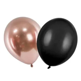 balony-pastelowe-czarne-rozowo-zlote-30cm-20-sztuk-zb16