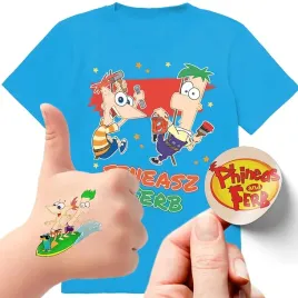 zestaw-3w1-koszulka-dla-dzieci-tatuaze-naklejki-fineasz-i-ferb-140-jakosc