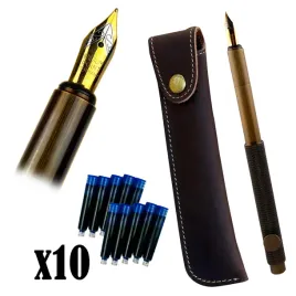 piekne-mosiezne-pioro-etui-z-prawdziwej-skory-wolowej-10-wkladow-gratis