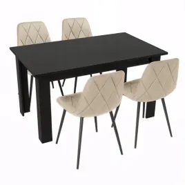 stol-kuchenny-120x80-czarny-4-krzesla-piado-bezowe