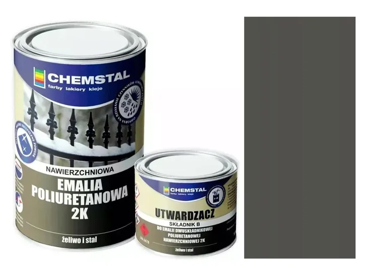 CHEMSTAL EMALIA farba POLIURETANOWA 2K DO METALU antracyt ral 7016 1L +0.2L