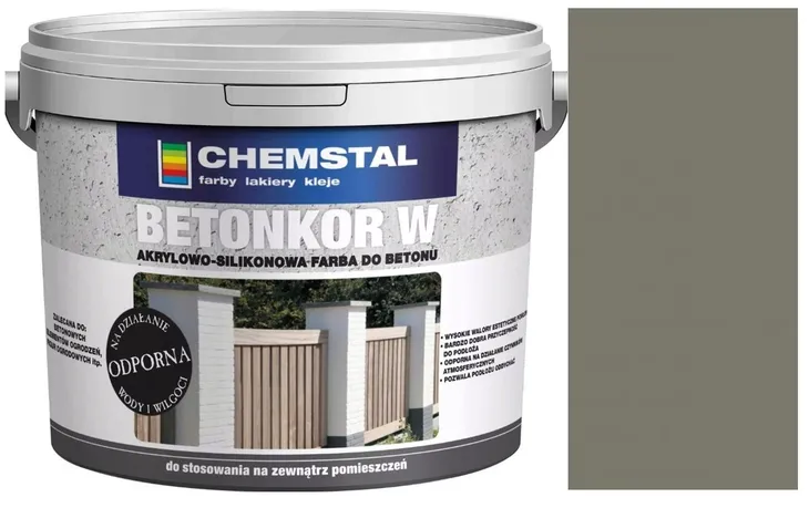 Farba do betonu, OGRODZEŃ BETONKOR W muru, cementu szary 5 L na zewnątrz