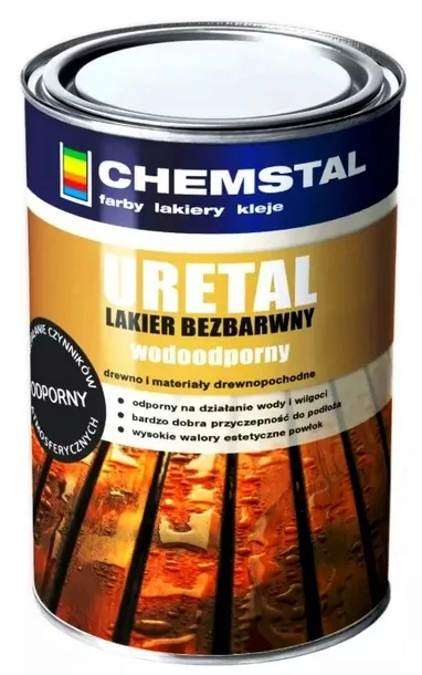 URETAL Lakier bezbarwny do Drewna Zewnętrzny Wodoodporny Połysk 5 L