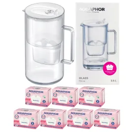 dzbanek-filtrujacy-szklany-aquaphor-glass-bialy-7-filtrow-maxfor-mg