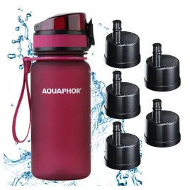 butelka-filtrujaca-filtr-bidon-aquaphor-city-350ml-bordowy-zestaw-5-wkladow
