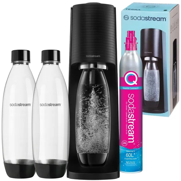 Saturator SODASTREAM TERRA saturator do gazowania wody czarny, 2 butelki 1L