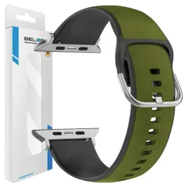 beline-pasek-do-apple-watch-silico-leather-42-44-45-49mm-zielono-czarny