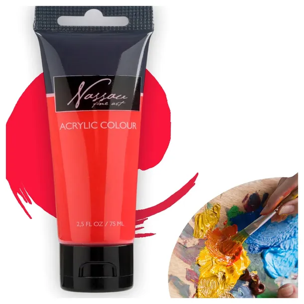 Farba Akrylowa Czerwona W Tubce Profesjonalne Farby Akrylowe Czerwień 75ml