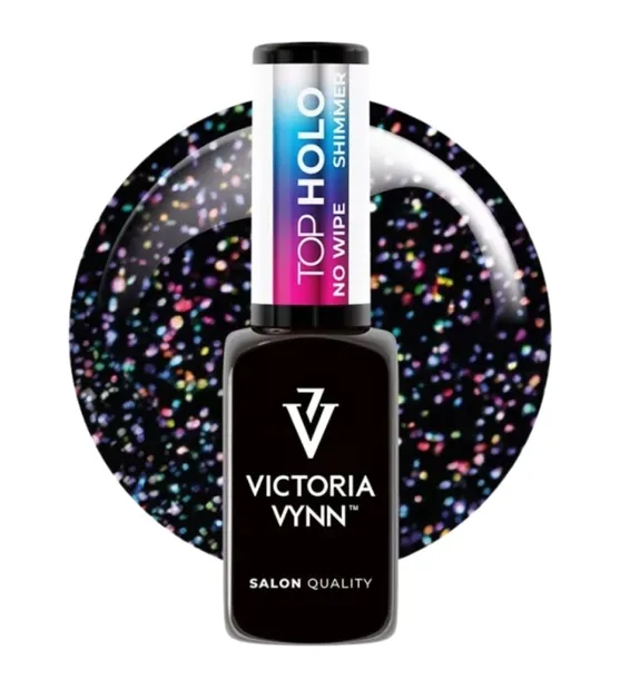 Victoria Vynn Top Hybrydowy Shimmer Holo No Wipe Bezbarwny z Drobinkami 8ml