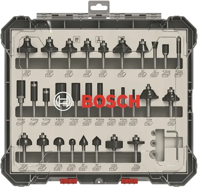 Zestaw frezów Bosch do drewna 6mm 30szt 2607017474