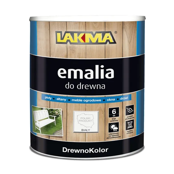 EMALIA AKRYLOWA DO DREWNA BIAŁA PÓŁMAT LAKMA 5 L
