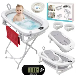 skladana-wanienka-baby-care-ze-stojakiem-i-lezaczkiem-harmony-szara-duza