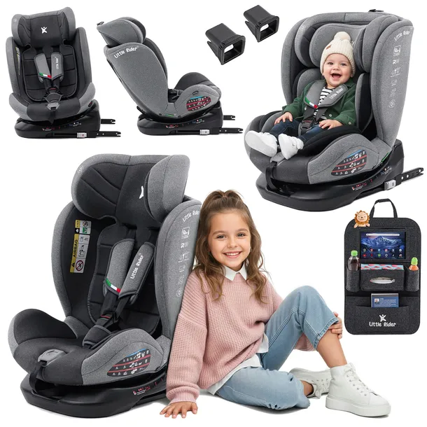 FOTELIK SAMOCHODOWY OBROTOWY 360° ISOFIX 40-150 CM i-Size R129 + ORGANIZER