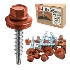 wkrety-farmerskie-do-metalu-55-mm-miedziane-ral8004-ocynk-do-dachu-250szt