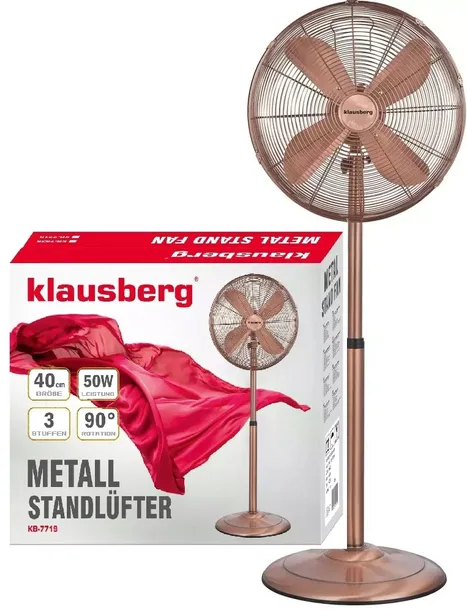 Duży WENTYLATOR STOJĄCY WIATRAK PODŁOGOWY CICHY MOCNY 40cm 50W STABILNY